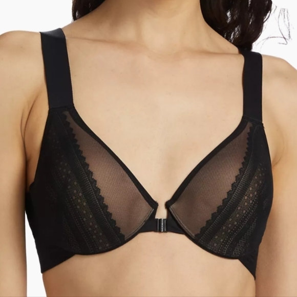 Spanx Bra-llelujah Illusion Lace Full Coverage Bra Black Size 34DD
